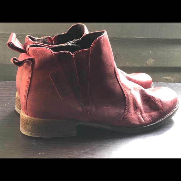 Joseph Seibel Red Cognac Leather Ankle Boots Booties Size 40/9.5 - Picture 5 of 10